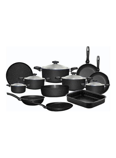 اشتري Turkish Cookware Set 17 Pcs Black 30سم في مصر