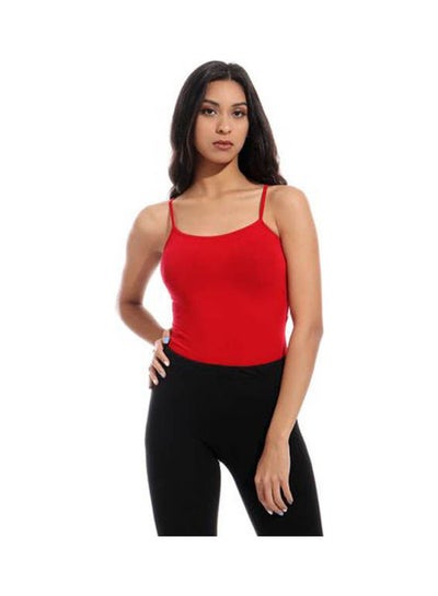 اشتري Cotton Stretch Plain Spaghetti Top Red في مصر