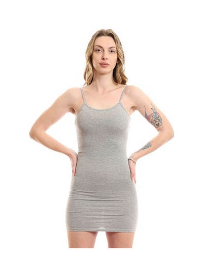 Buy Bretelle Short Dress Cotton Thin Strap Grey in Egypt
