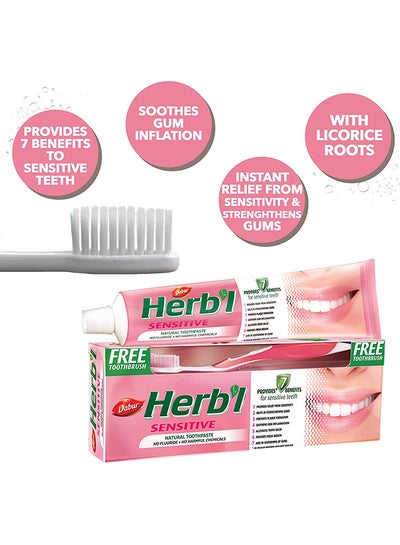اشتري معجون أسنان هيربل للأسنان الحساسة مع فرشاة أسنان مجانية 150جرام في السعودية