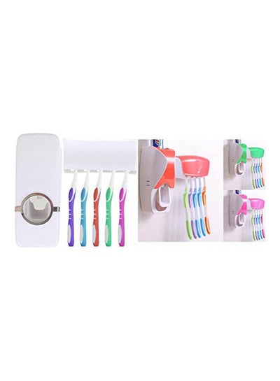 اشتري Automatic Toothpaste Dispenser With Toothbrush Holder White 80x40cm في مصر