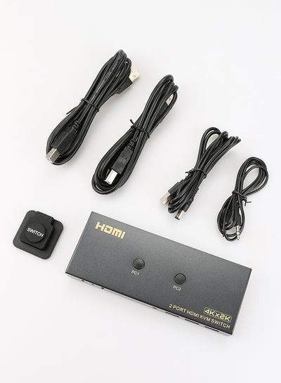 اشتري 2-Port HDMI KVM DP DVI VGA Switch, UHD 4K@30Hz, for 2 Computers Share Keyboard Mouse And One HD Monitor With 2 HDMI Cables And 2 USB Cables Black في السعودية