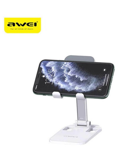 اشتري Cell Phone Holder Stand for iPhone Xiaomi Phone Holder Foldable Cell Phone Stand Desk for iPad Tablet Desk Holder White في الامارات