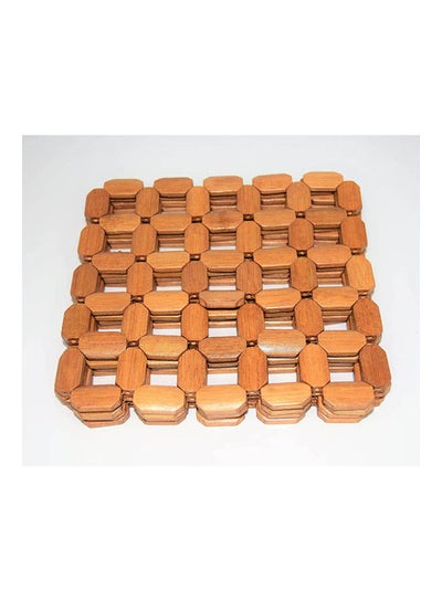 اشتري Natural Wooden Coaster Pad For Table Protection 4 Pcs Set Beige في مصر