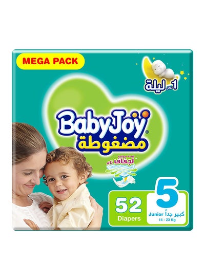 Buy Compressed Diamond Pad, Size 5 Junior, 14 to 23 kg, Mega Pack, 52 Diapers in UAE