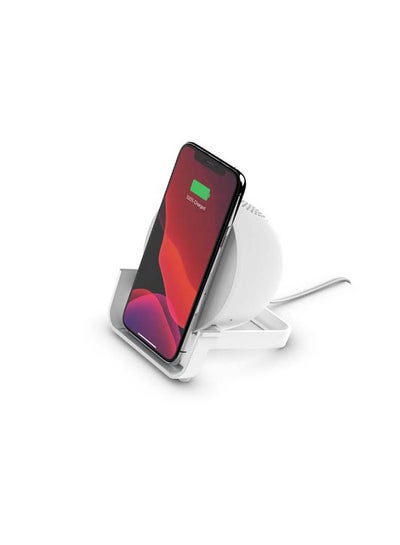 Buy Belkin BoostCharge Wireless Charging Stand 10W + Bluetooth Speaker Fast Wireless Charger and Speaker for iPhone, Samsung, Google, Built in Microphone, White, AUF001myWH, AUF001WH, 500ml White in UAE