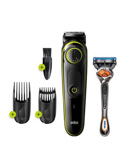 Buy Beard Trimmer 3 BT3241 With Precision Dial, 2 Combs And Gillette Fusion5 ProGlide Razor Black in Egypt