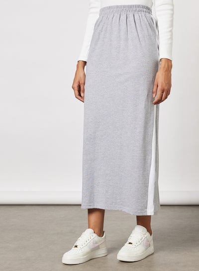 Buy Side Stripe Sweatskirt For Women Grey Melange in UAE