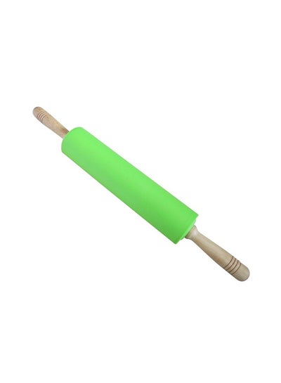 Buy Rolling Pin With Wooden Handle Green/Beige in UAE