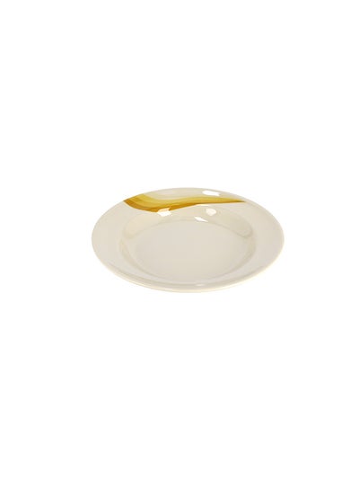 Buy Melamine Dinner Plate Beige/Orange 9inch in UAE