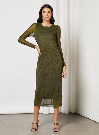 Buy Kate Sheer Long Sleeve Dress Ivy Green in Egypt
