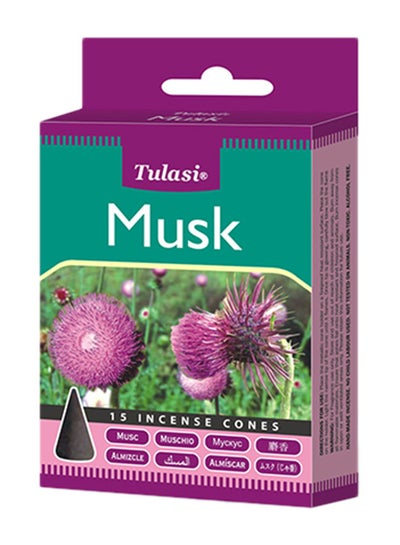 Buy 15-Piece Incense Dhoop Cone Tulsi Musk Purple in UAE