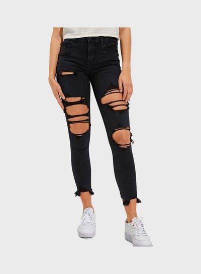 Buy High Waist Jeans Black in UAE