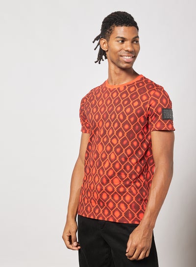 Buy All Over Printed T-Shirt Dark Orange in UAE