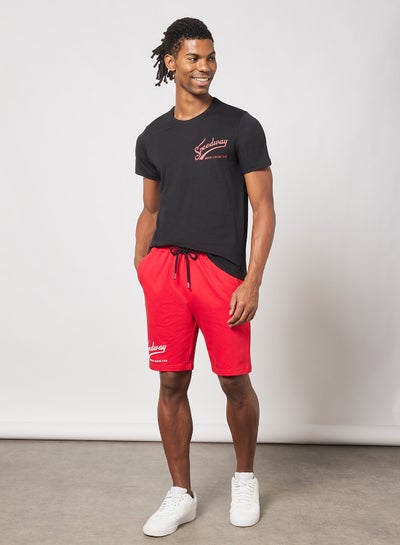 Buy Printed T-Shirt And Shorts Set Black/Fire Whirl in UAE