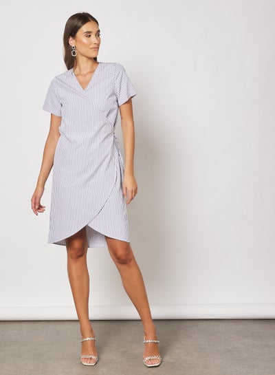 Buy Stripe Dress Grey in Saudi Arabia