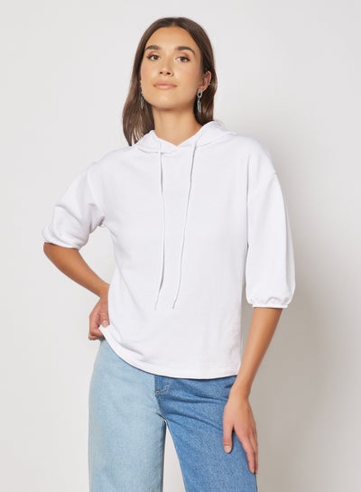 Buy Puffed Sleeve Hoodie White in UAE