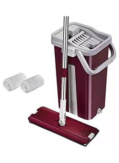 Buy Bucket With Squeezer 2 Flat Mop And 2 Spare Parts Purple in Egypt