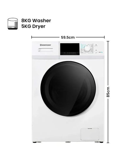 Buy Front Load Washer 8 Kg And Dryer 5 kg WDMT-81420E White in UAE