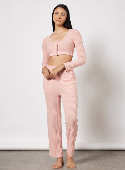 Buy Printed Pyjama Set (Set of 2) Dusty Pink in UAE