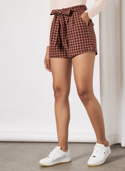 Buy Check Shorts Rust/Beige Check in Saudi Arabia