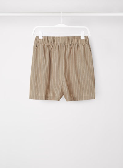 Buy Medina Stripe Print Shorts Beige in Saudi Arabia