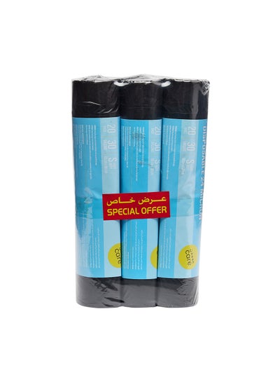 Buy Pack Of 3 Draw String Garbage Bag, 20 Sheets Per Pack, Black Small, 30 Gallons in UAE