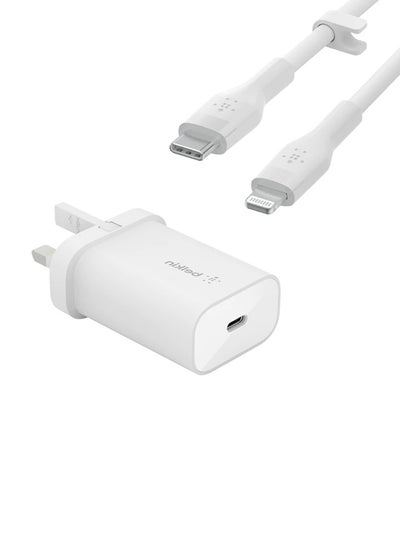 Buy 25W Power Delivery USB C PPS Wall Charger with Included USB C to Lightning MFi Cable, USB Type C PD Power Adapter PPS enabled fast charger for iPhone 14/14 Plus, 13, 12, Pro, Pro Max, Mini, and More White in UAE