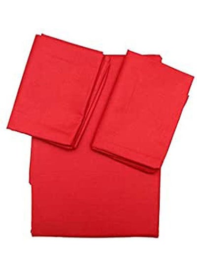 اشتري Plain Bed Sheet And 4 Pillow Cover مختلط Red 220 X 200سم في مصر