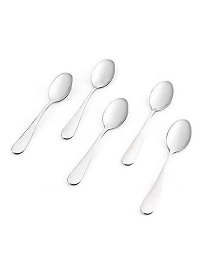 Buy Soup Spoons Round Stainless Steel Bouillon Spoons Set Of 5 Silver in Egypt