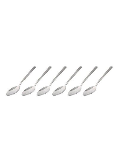 اشتري Stainless Steel Large Spoons Set - Rose Pattern - 6 Pieces Silver في مصر