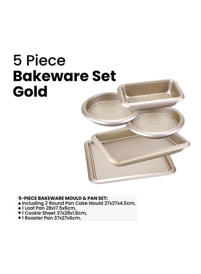 Buy 5-Piece Bakeware Set Gold 27 x 27 x 4.5cm in Saudi Arabia