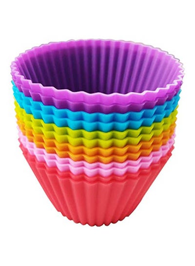 Buy Cupcak Linrs Jumbo Baking Cups Non-Stick Rusabl Muffin Moulds 12 Packs Multicolour 9CMcm in Egypt