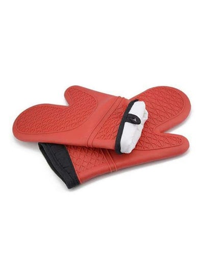 اشتري Extreme Heat Resistant As Bbq Gloves Kitchen Microwave Oven Glove Silicone Grill Armor Oven Gloves - Red Red في مصر