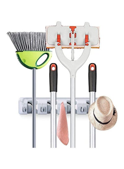 اشتري Mop And Broom Holder And Garden Tool Organizer Grey في مصر