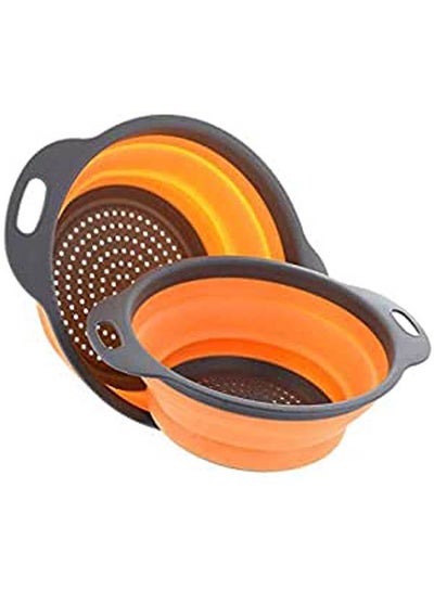 اشتري 2Pcs A Set Fruit Vegetable Washing Silicone Colander Strainer Orange في مصر