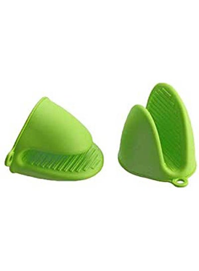 Buy 2Pcs Kitchen Silicone Gloves Non-Slip Insulated Heat Resistant Oven Mitts Green in Egypt