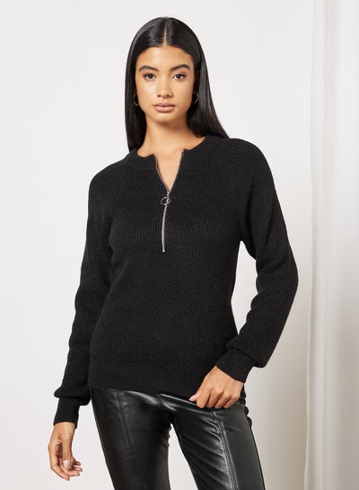 Buy Zip Detail Sweater Black in UAE