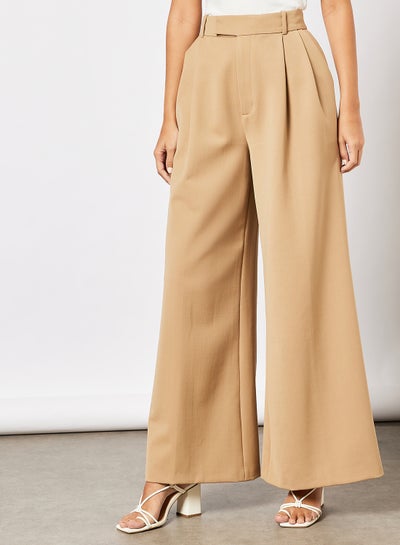 اشتري Neila Wide Flare Pants Brown في الامارات