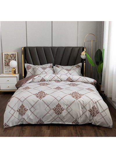 Buy 6-Piece Microfibre Sandrift King Size Duvet Cover Set Includes 1xDuvet Cover 220x240 cm, 1xFitted Sheet 200x200+25 cm, 4xPillow Cases Microfiber Multicolour in UAE