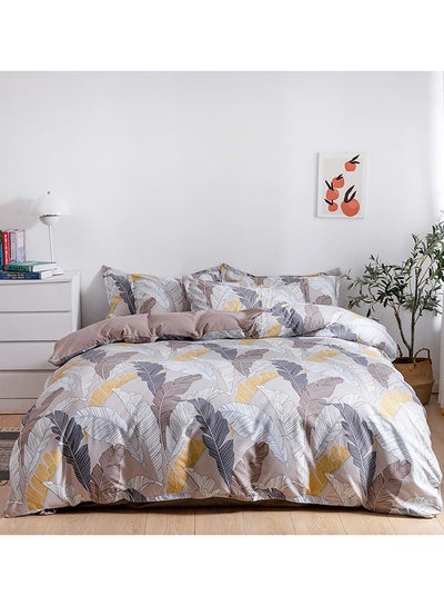 اشتري 6-Piece Microfibre HULYA King Size Duvet Cover Set Includes 1xDuvet Cover 220x240 cm, 1xFitted Sheet 200x200+25 cm, 4xPillow Case Microfiber Multicolour 48x74cm في الامارات