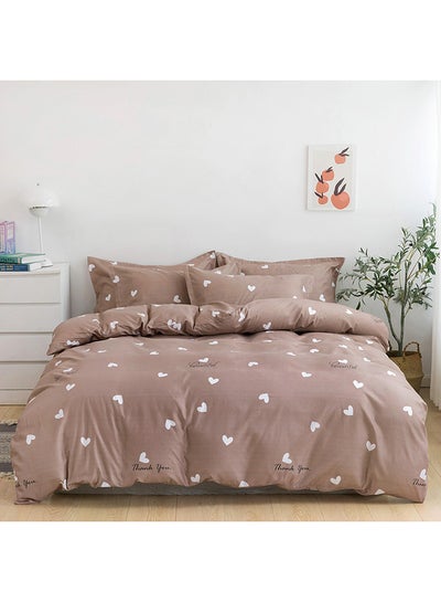 اشتري 6-Piece Microfibre PERIPATETIC King Size Duvet Cover Set Includes 1xDuvet Cover 220x240 cm, 1xFitted Sheet 200x200+25 cm, 4xPillow Cases Microfiber Multicolour 48x74cm في الامارات