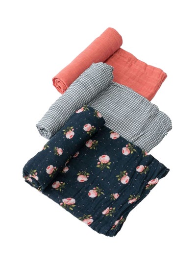 Buy Cotton Muslin Swaddle, Pack of 3 - Midnight Rose in UAE