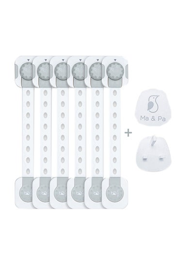 Buy 6-Piece Baby Safety Locks With 2 Electric Socket Cover For Child Safety in UAE