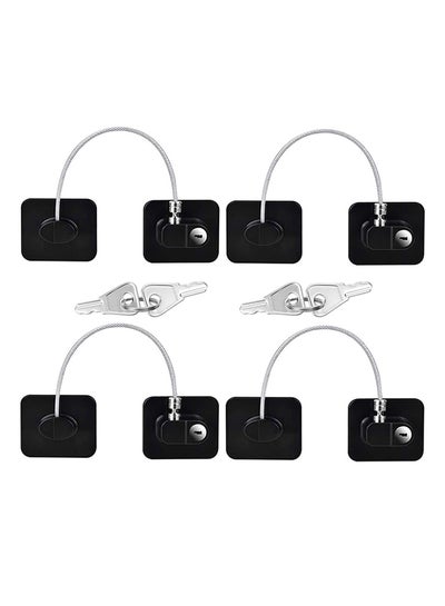 Buy Pack of 4 Child Safety Cable Fridge Window Lock With Key Set in UAE