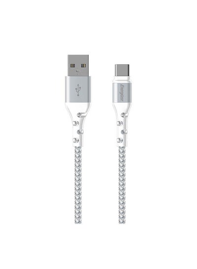 Buy Ultimate Metal Braided USB-A To Lightning Cable, 2M, Data Transfer Rate For iPhone 14/13/12/11, iPad, High-Twist Resistance White in Saudi Arabia