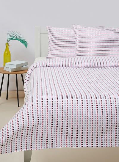 Buy Duvet Cover Set- With 1 Duvet Cover 260X220 Cm And 2 Pillow Cover 50X75 Cm - For King Size Mattress - Red 100% Cotton 144 Thread Count Cotton Red in UAE