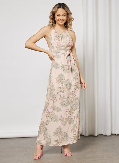 Buy Floral Print Maxi Dress Blush/Green in Saudi Arabia