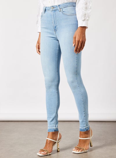 Buy Denim Open Hem Skinny Fit Mid Rise Jeans Light Blue in Egypt