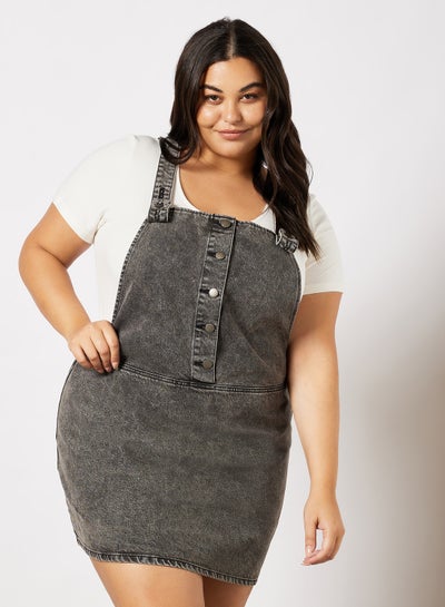 Buy Plus Size Denim Dress Grey Denim in UAE